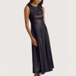 Leather Sleeveless Midi Dress