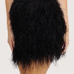 Feathered Black Mini Skirt